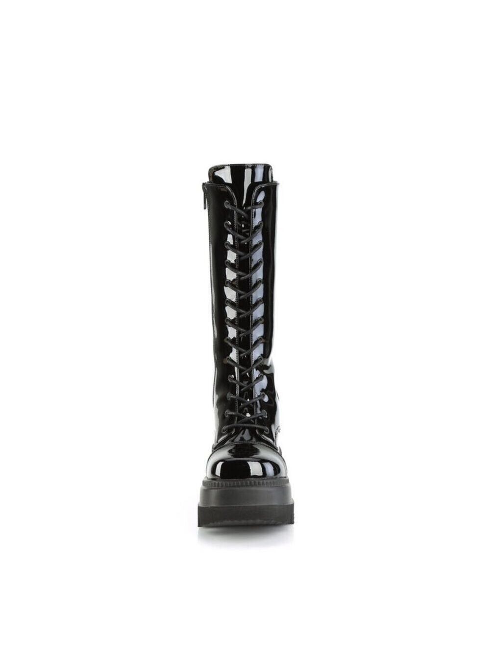 Size 10 NEW Shaker 72 Black Patent 4.5" Wedge Platform Mid Calf Goth Pu… - Picture 5 of 5